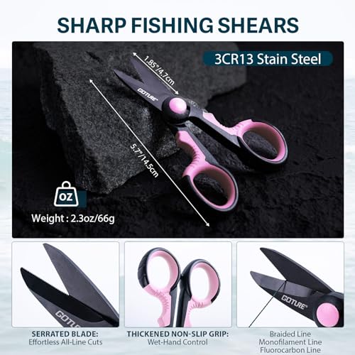 GOTURE Pink Fishing Tackle Box Set, Fishing Kit，12-in-1 Tackle Box Set with Stainless Steel Tools，Lures, Fishing Gift for Women & Beginners (Gift Ready) - color: Gift Boxed, size: Pink Tools Set + Lure Kit + CR-Gloves