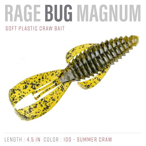 Strike King Rage Bug Fishing Lure, Soft Plastic Grub, Unique Design, Subtle Action - color: Summer Craw