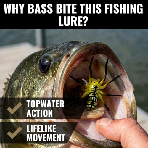 LUNKERHUNT Phantom Spider Lure for Bass Fishing (2.5 Inch) | Topwater Spider Fishing Lure with Natural Walking Action | Soft Hollow Body Weedless Hooks for Trout and Pike - color: Poison