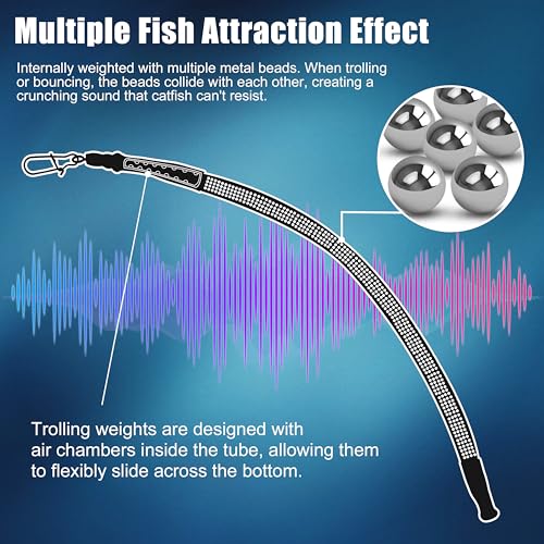 Dragging Weights for Catfishing, 5pcs Rattle Snake Dragging Weights No Snag Sinkers Dragging Drift Weight for Trolling Drifting Bottom Bouncing Snagless Catfish Sinkers Tackle Gear - style: 2oz-5pcs