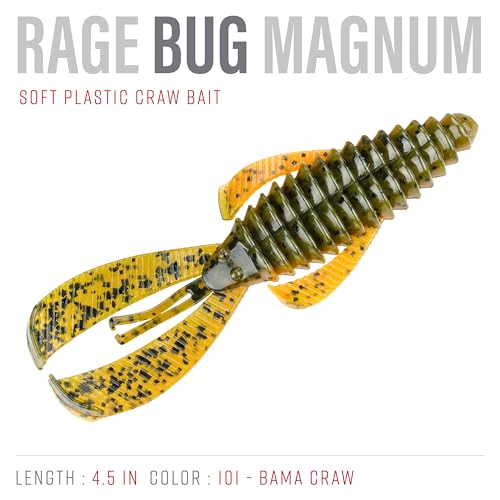 Strike King Rage Bug Fishing Lure, Soft Plastic Grub, Unique Design, Subtle Action - color: Bama Craw