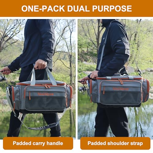 Fishing Tackle Box Bag - Fishing Bags for Saltwater or Freshwater (#Grey) Fishing Tackle Bags - Padded Shoulder Strap - Tackle Bag for 3600 3700 Tackle Box - color: Grey-Large (20"L*11.8"W*9.8"H)
