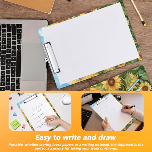 Cute Elephant Sunflower Clipboard, Floral Decorative Clip Board with Metal Clip Cute Plastic Clipboards A4 Standard Size 8.5" x 12.5" for Nurses, Students, Office - color: Elephant