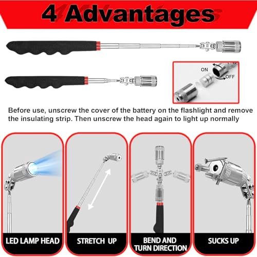 XBVV 17 Pcs Pick and Hook Set with Trim Removal Tool, Clip Pliers, Fastener Remover,Scraper,and Magnetic Telescoping Tool Kit for Repair Automotive,Upholstery and Electronics Maintenance Pick Tools