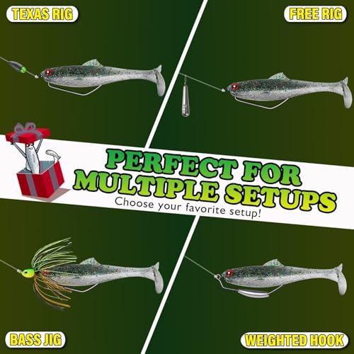 LUCKYFISHING Paddle Tail Swimbaits Soft Plastic Swimbaits Soft Baits for Bass Fishing Trout Crappie Walleye Freshwater Saltwater 10/16/20 PCS Soft Plastic Baits 4/3.5/3/2.5 Inch - color: Black, size: 2.5 inch-20pcs