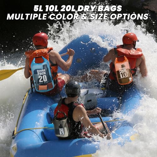 TILYMOL Dry Bag Waterproof, Roll Top Small Waterproof Backpack 20L, Floating Lightweight Bag with Water Proof Phone Pouch for Kayaking, Paddle Boarding, Boating, Fishing, Swimming - color: Black