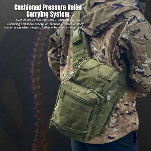 Tactical Sling Backpack for Men，Military Sport Bag Pack Sling Shoulder Backpack Tactical Crossbody Bag EDC Molle Assault Range Bag Chest Pack for Hiking Camping Outdoor - Green - color: Green