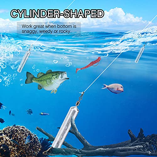 Atibin Drop Shot Fishing Weight Sinker Freshwater Casting Fishing Weights Lead Saltwater Shot Drop Rig Weights Cylinder Skinny - size: Size4 (3/8oz.) 25 pcs