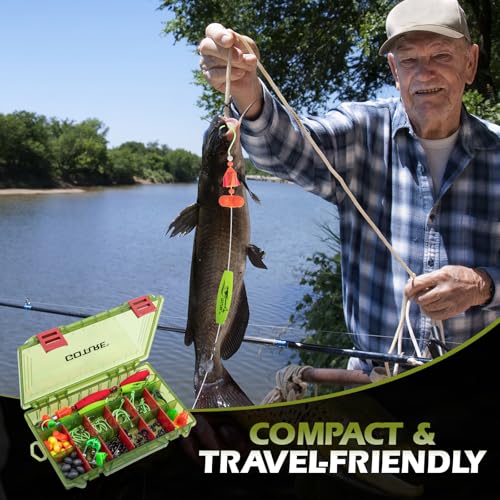Goture Catfish Rig Making Kit,274pcs/300pcs Catfishing Tackle with Luminous Fishing Hook Swivel Sinker Weights Rattle Float Bobber Stoppers,Catfish Rigs Accessories with 3600 Tackle Box,Gifts for Men - color: B1:274pcs-2pcs Pre-rigged Catfish Rigs&Tackle