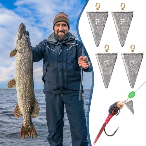 Zhanmai 27 Pieces Pyramid Fishing Weights Sinkers Triangle Rig Pyramid Sinkers for Ocean Saltwater Surf Bass Catfish Fishing Weights Casting Gear Tackle Essential - size: 5oz
