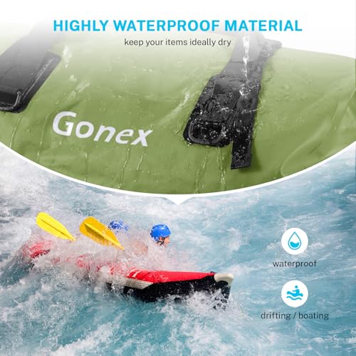Gonex 40L 60L 80L Extra Large Waterproof Duffle Travel Dry Duffel Bag Heavy Duty Bag with Durable Straps & Handles for Kayaking Paddleboarding Boating Rafting Fishing - color: Army Green, size: 40L