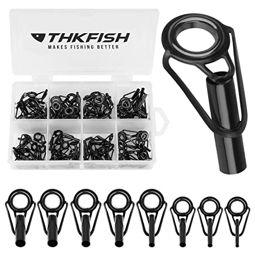 THKFISH Fishing Rod Tip Repair Kit Stainless Steel Ceramic Ring Guide | 6Sizes 30Pcs or 80Pcs THKFISH Rod Tip Repair Kit, Fishing Stainless Steel Ceramic Ring Guide Repair Replacemen - color: B-Black 80pcs