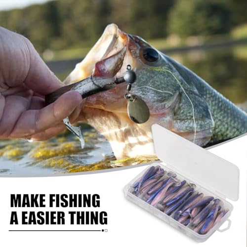 MAFIMOEA 50 Pcs Soft Fishing Lures Plastic Paddle Tail Swim Baits Kit for Bass Trout Walleye Crappie 5 Mixed Colors Fishing Soft Plastic Lure Kit 5.5CM - color: Blue