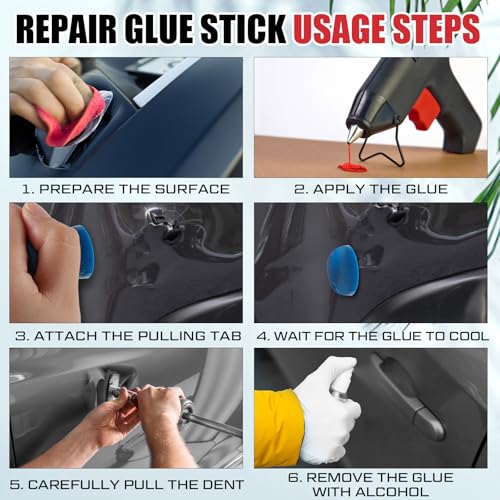 CroBlissful 20 Pcs Paintless Dent Repair Glue Sticks PDR Glue Hot Sticks Paintless Dent Repair Tool for Car Restoration Remover Tool Set (Red) - color: Red