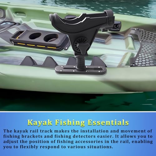 Kayak Gear Track, Kayak Low Profile Track, Kayak Rail, Kayak Accessories Mount Track, Compatible for Fishing Rod Holder, Fish Fider, Cup Holder, Anchor Cleats