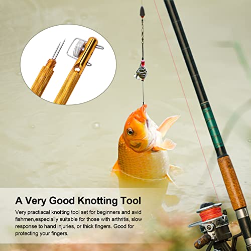 Realure 6 Pcs Fish Hook Line Quick Fishing Knot Tying Tool Kit with Disgorgers, Tie Fast Metal Fishing Line Tieing Tool, Portable Tying Knotting Tool for Fly Fishing Sea Fishing Casting Fishing