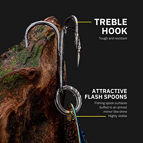 THKFISH Fishing Lures Fishing Spoons Lures Trout Lures for Trout Pike bass Crappie Walleye 3.5g(1/8oz) 5.5g(1/5oz) 7.5g(1/4oz) 10.5g(3/8oz) 14.5g(1/2oz) 21.5g(3/4oz) 5pcs - color: Color B, size: 3/4oz 5pcs