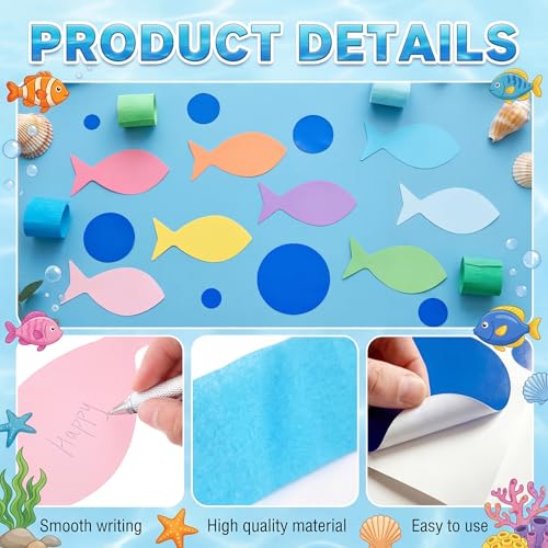 Colarr 43 Pcs Under The Sea Classroom Wall Decorations Set, Back to School Ocean Theme Birthday Party Supplies Crepe Paper Streamer Colorful Fish Cutout for DIY Craft Prop Bulletin Board Decor