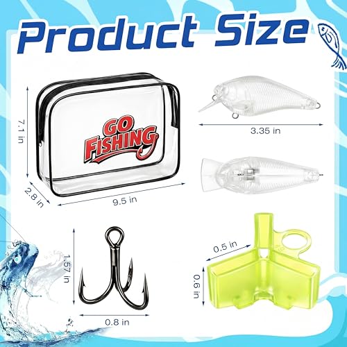 Lewtemi DIY Fishing Lure Making Kit for Beginners Creative Tackle with Unpainted Blanks Paint Set Waterproof Bag Brushes Stickers Fishhook Making Lures DIY Fishing Gear Kit for Beginner