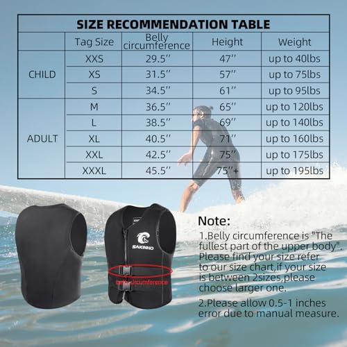 Water Kayaking Jacket for Adults and Kids, Buoyancy Swimsuit Boating Fishing Waistcoat Zipper Closure, Unisex Outdoor Water Sports Vests - color: Black, size: Medium