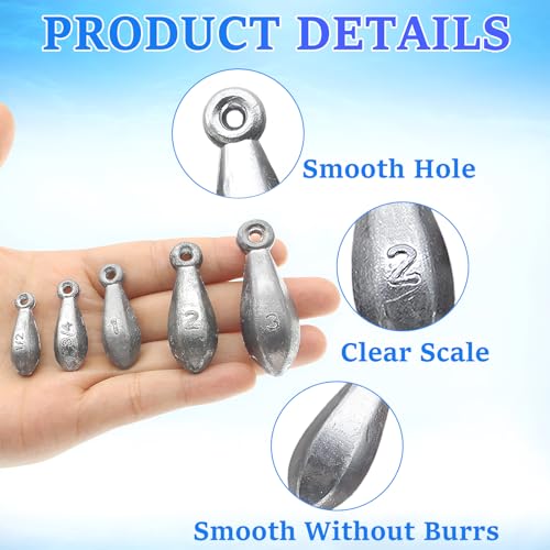 Fishing Weights Sinkers Bank Fishing Lead Sinkers Bullet Fishing Weights Ocean Saltwater Surf Fishing Gear Fishing Assortment 1oz 2oz 3oz 4oz - style: Mix-30pcs