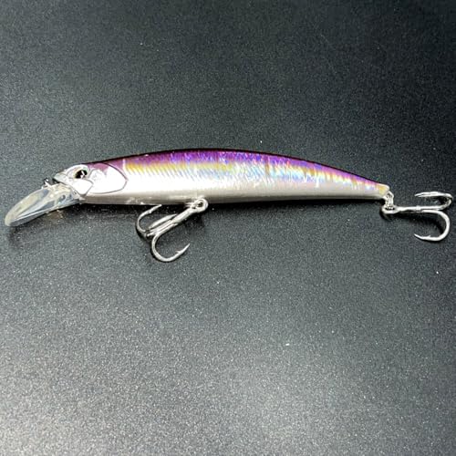 3pcs Iridescent Minnow Fishing Lures Set - 5" Sink Swimbaits, Ultra Long Casting, High-Index Plastic, Multi-Color with Treble Hooks Clear Storage Box - Perfect for Sea Fishing Bait - color: AH1328B-5'' 1oz
