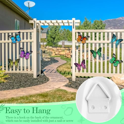 Tandefio 8 Pcs Metal Wall Decor Wall Art Hanging Decorations Outdoor Indoor Sculptures for Garden Fence Pool Home Porch(Butterfly) - style: Butterfly