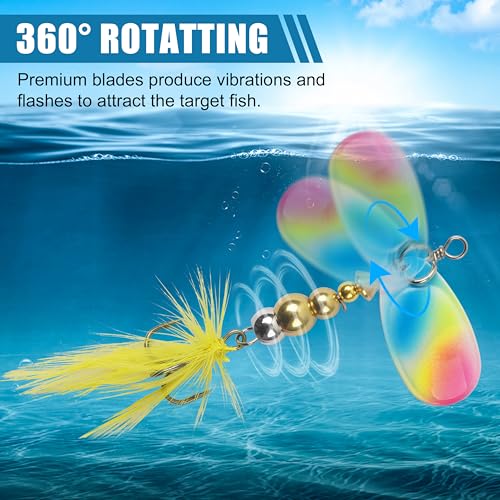 Spinnerbaits Rooster Bait Tail Fishing Lures Kit Inline Spinner Spoon Lures Bass Salmon Trout Hard Metal Spinner Baits for Saltwater Freshwater - style: 5pcs Spinnerbaits-d