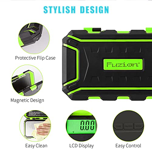 Fuzion Pocket Gram Scale, 500g x 0.01g Digital Jewelry Scale, 6 Modes Conversion Mini Scale with LCD Display, Tare for Herb, Food, Jewelry, Medicine - color: Green, size: 500/0.01g