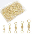 Fishing Barrel Swivels - 50/100 pcs Rolling Ball Bearing Fishing Swivel with Solid Ring Hook Line Connector Copper with Stainless Steel Gold Nickle Coated Test Strength 35-105lbs - size: 6#