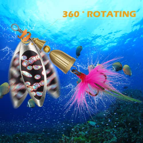 Fishing Lure Spinnerbait Kit with Tackle Box, 8 Pcs/10 Pcs Bass Trout Perch Salmon Hard Metal Rooster Tail Fishing Lures Kit - color: 10 Pcs