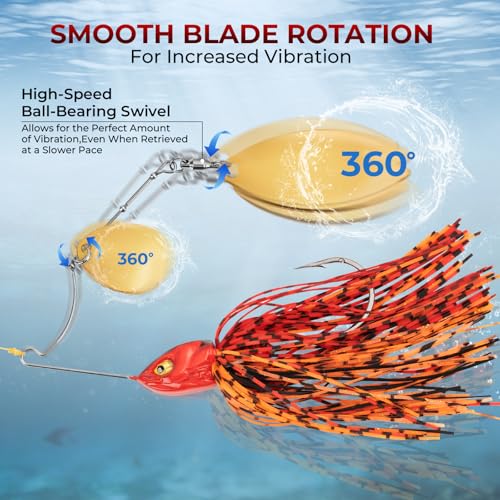 MadBite by KastKing Spinnerbait Fishing Lures, Bass Trout Salmon Walleye Stainless Steel Spinner Baits Kit, Saltwater Freshwater, 4 pcs - color: Bait Fish - Colorado & Willow, size: 1/2oz
