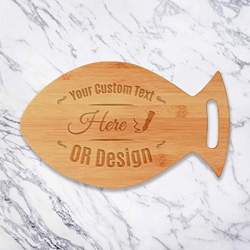 Personalized Bamboo Fish Cutting Board - Engraved Custom Cutting Board, Serving Tray, Chicken Cutting Board, Gift for Christmas, New Year, Housewarming Gift, Organic Bamboo Cutting Boards