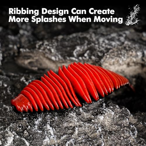 4.15'' Soft Swimbait Fishing Soft Plastic Lures 8pcs/24pcs Double-Color Lure for Bass Fishing Worms for Largemouth Bass - style: Red+black