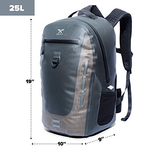 Xelfly Submersipack Waterproof Backpack - Submersible, Inflatable, Floating TPU Coated Durable Nylon Dry Bag with Airtight Zipper for Kayak, Fishing, Boating, Hiking, Paddle Board (Gray Stone, 25L) - color: Gray Stone