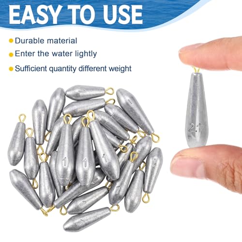 Landhoow Drop Shot Fishing Sinker Weights Kit Freshwater Catfishing Fishing Sinker Bass Casting Removable Line Saltwater Streamlined Snap Weight for Trolling Surf Tackle - size: 1 oz