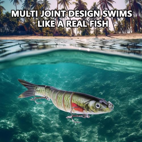 6PCS Swimbait Kit Realistic Bait and Surface Bait with Realistic 3D fisheye and Multi Joint Swimming Movements, Perfect for Saltwater and Freshwater Fishing Kits - color: A-6PCS