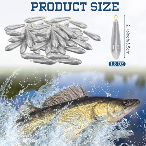 Landhoow Drop Shot Fishing Sinker Weights Kit Freshwater Catfishing Fishing Sinker Bass Casting Removable Line Saltwater Streamlined Snap Weight for Trolling Surf Tackle - size: 1.8 oz