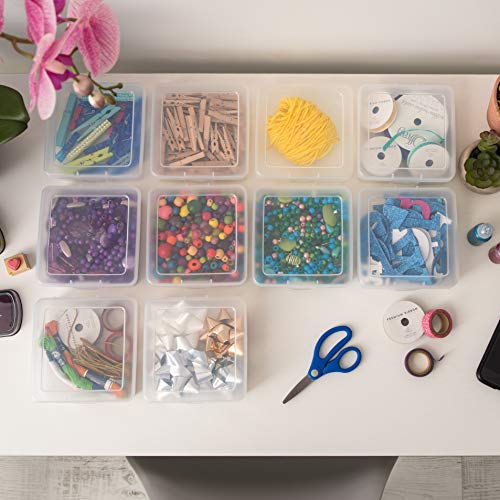 IRIS USA Clear Storage Cases, 10-Pack, |Made in USA|, Plastic Bead Organizing Containers with Snap Lid for Arts, Crafts, Ephemera, Stickers, & Dance Cheer, Clear - Small - size: 10 - Pack, style: Small