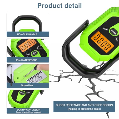 Digital Fishing Scale, Digital Hanging Scale with Lip Gripper, Portable Luggage Scale, 110lb/50kg Weight Max, High Contrast Hanging Weigher for Boat, Fishing Gifts for Men