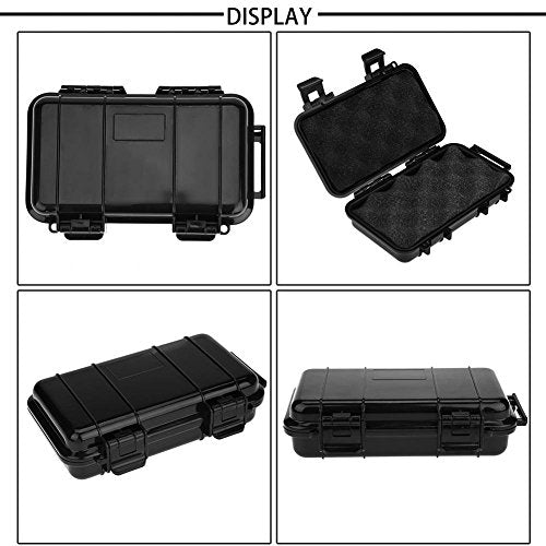 Tbest Outdoor Waterproof Shockproof Airtight Survival Box Storage Container Case Carry Box Black Dry Storage Box for Fishing Camping Hiking Outdoor Activities - color: B