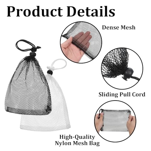 6Pcs Small Mesh Bags Black Small Drawstring Bags Nylon Bait Bag with Drawstrings Chum Bag for Saltwater Fishing Mesh Storage Drawstring Mini Travel Stuff for Lipstick Cosmetic Jewelry(2 Colour)