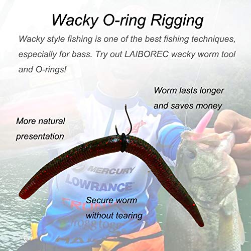 Wacky Rigging Tool, Fishing Bait Rigs, Wacky Rig Ring Tool with 70PCS Worm O-Rings, Wacky Worm Kit for Senko Neko Finesse Stick Soft Baits - color: Purple + a fishing lanyard