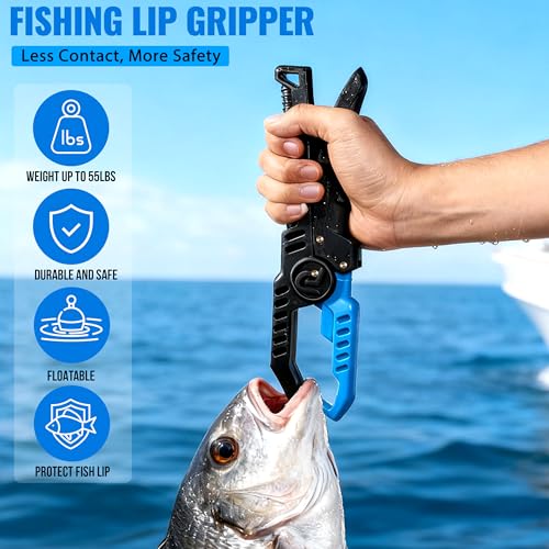 PLUSINNO Fishing Gear,Full Fishing Pole kit Include Fishing Rod and Reel Combo, Tackle Box with Fishing Lures, Fishing Accessories, Fishing Pliers,Fishing Gifts for Men with Fishing Tool Kit - style: Blue Fishing Combo With Fishing Rod Holder