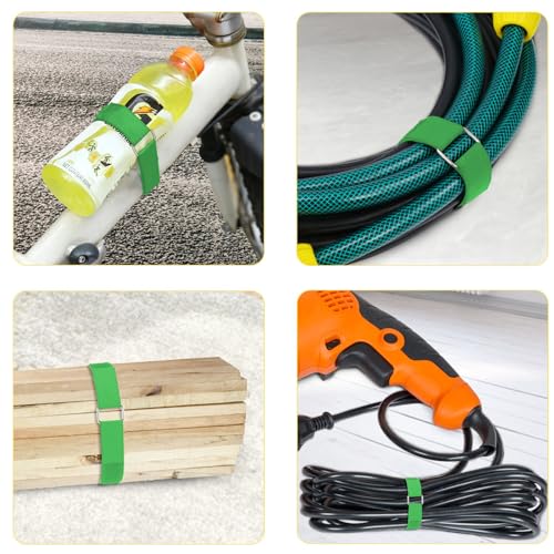 YMCRLUX 1"x16ft Hook and Loop Straps with 25 Metal Buckles, Adjustable Fastening Cable Straps, Cut-to-Length Cinch Strap, Reusable Nylon Securing Cord Ties for Organizer or Storage, 1 inch Wide,Green - size: 1in x 16ft Green