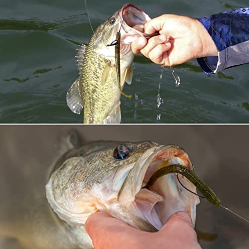 Worm Soft Plastic Bait Kit 100PCS 4 inch Worms Fishing Lures 100PCS O-Rings and Wacky Rig Tool Fishing Worms for Bass