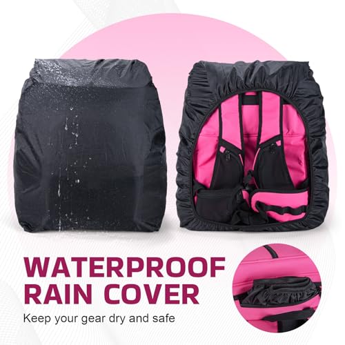 Goture Fishing Backpack with Cooler, 66L 600D Tackle Backpack with 3 Rod Holders, Helmet Holder, Rain Cover, Saltwater Large Fishing Bag for Camping Hiking, Gear Storage Bag, Gifts for Men - color: B1:pink(without Tackle Box)