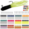 Soft Plastic Fishing Lure Jig Head Hook Kit,Grub Worm Lures Crappie Jigs Head Grub Tail Swimbait Tube Bait Jigs for Saltwater Freshwater, Trout Crappie Fishing - color: 140PCS Sets