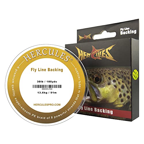 HERCULES Braided Fly Line Backing 20lb 30lb, 100Yds 300Yds, with Long-Lasting Color - color: Fluorescent Yellow & Black, size: 30LB 100Yds