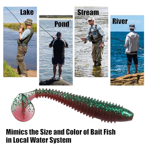 Paddle Tail Swimbaits, 2.5 inch/3inch Soft Lures Fishing Trout Crappie Bass for Freshwater and Saltwater 75PCS/60PCS - color: Wine Red Shiner, size: 3 inch, 60 PCs